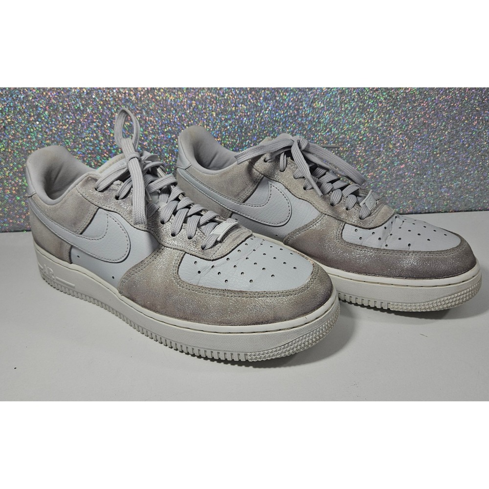 Nike Air Force 1 '07 Low White Silver‎ Suede Leather Sneakers 616725-011 Mens 10